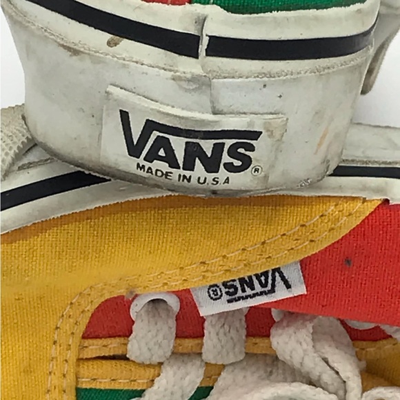 RARE Vintage 90s Vans Made in USA Lace-Up Sneakers Harlequin Multi Coloured - Picture 2 of 5
